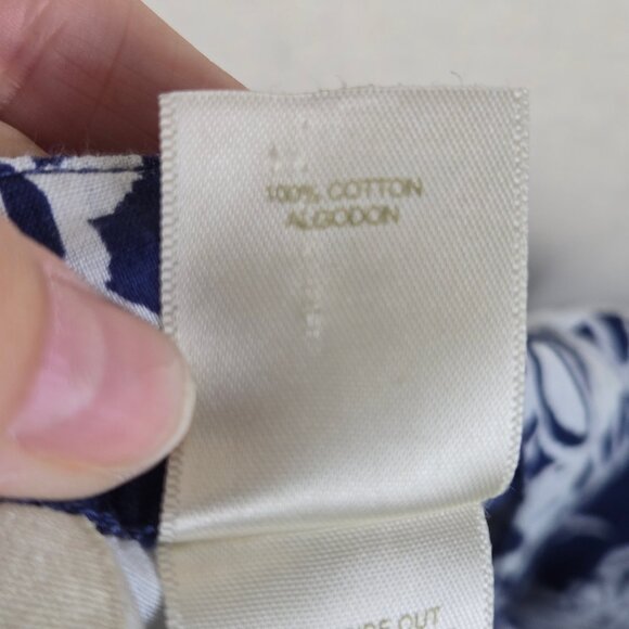 J H Collectibles Size XL 100% Cotton Blue White Patterned Tunic Clear Sequin Dtl - Picture 14 of 16